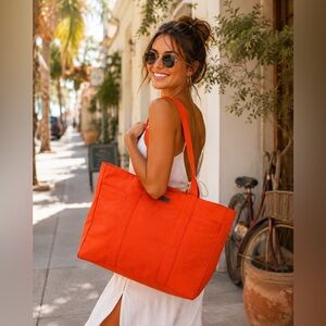 NWT Jujube Chromatics Neon Coral SUPER BE tote diaper Carryon Travel Beach bag